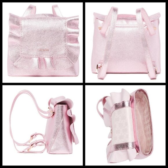 ?TED BAKER LONDON? Aviiana Leather Ruffle Backpack Light Pink Metallic NWT main image 6